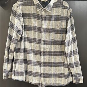 Men's Plaid Button-Down Shirt - Gray and Cream